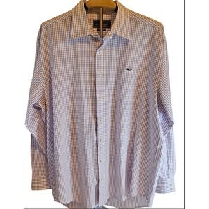 Vineyard Vines Shirt Men L Purple White Classic Fit Murray Cotton Button Up